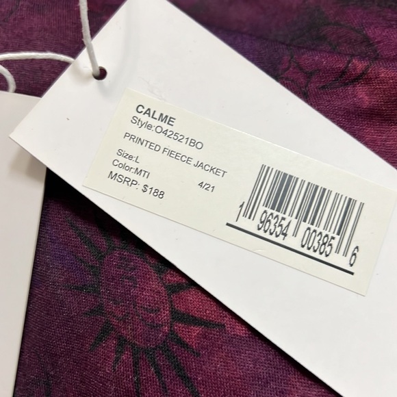 Calme by Johnny Was Milti Color Camouflage Printed Fleece Jacket- Size Large - Picture 8 of 14